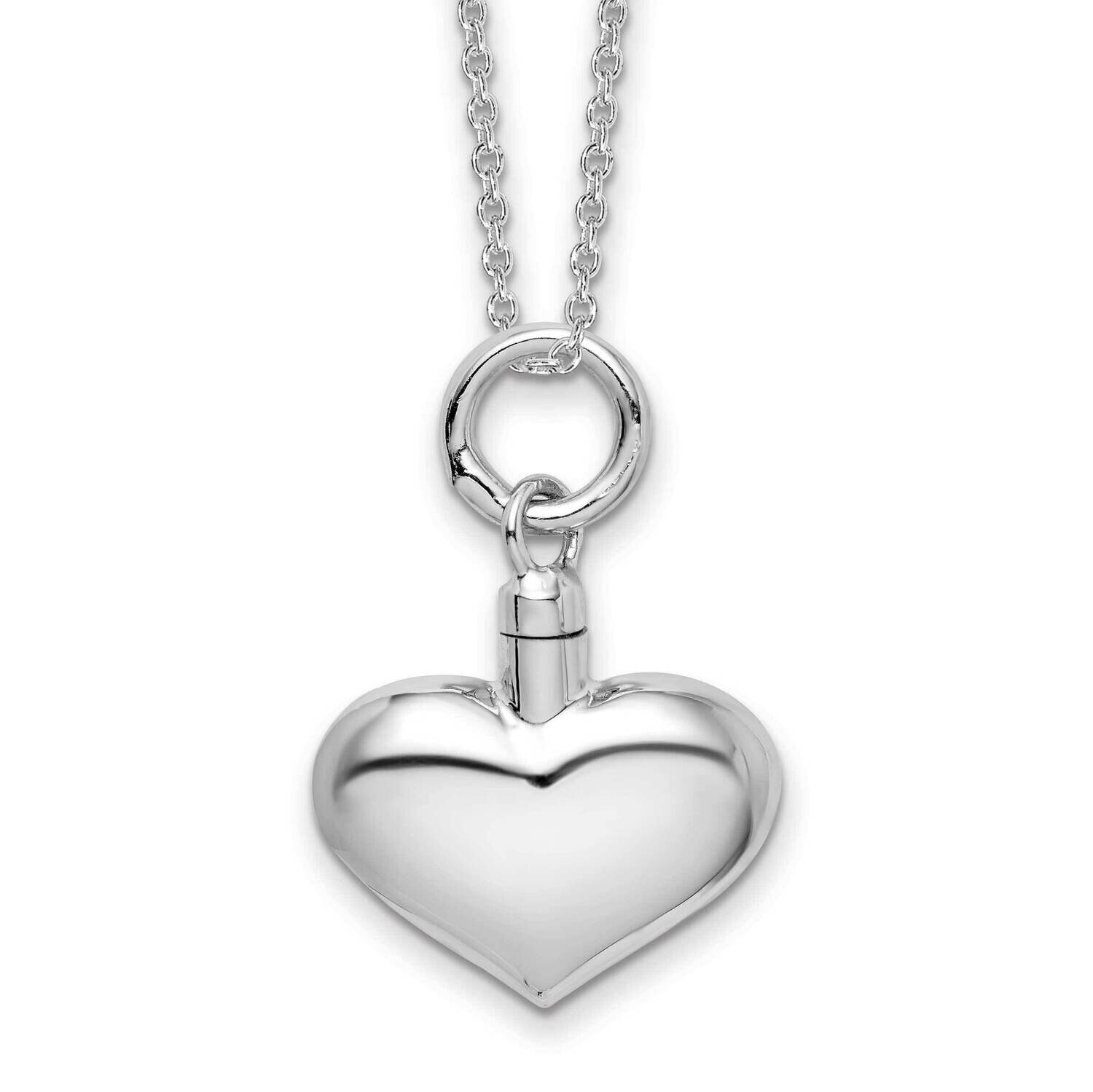 Puffy Heart Ash Holder Necklace Sterling Silver Rhodium-Plated QC8400/QCL035RH-18