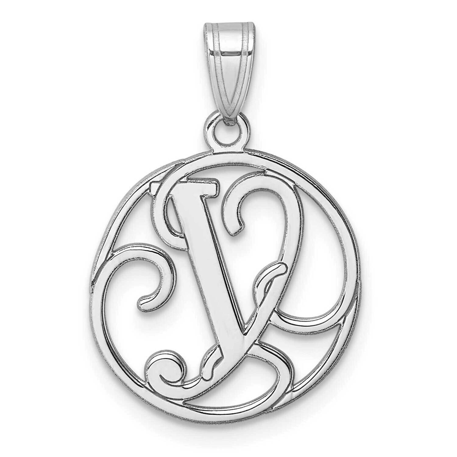 Small Fancy Script Letter Y Initial Pendant Sterling Silver Rhodium-Plated QC11257Y, MPN: QC11257Y,