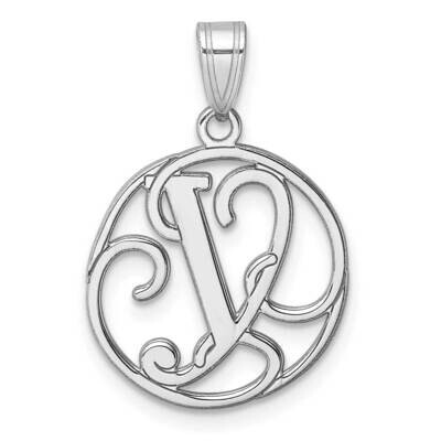 Small Fancy Script Letter Y Initial Pendant Sterling Silver Rhodium-Plated QC11257Y, MPN: QC11257Y,