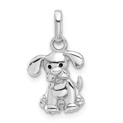Enameled Dog Charm Pendant Sterling Silver Rhodium-Plated QC11345, MPN: QC11345,