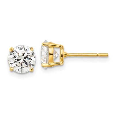 Gold-Tone Polished 7mm CZ Post Earrings Sterling Silver QE12179GP, MPN: QE12179GP,