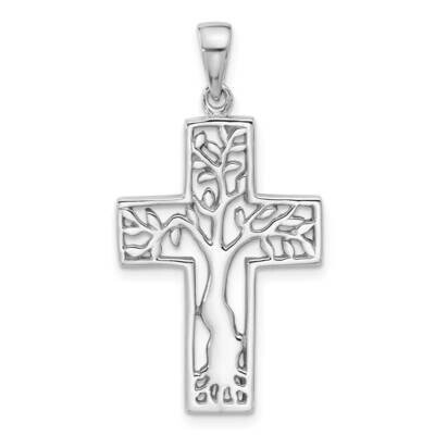 Polished Tree In Cross Pendant Sterling Silver Rhodium-Plated QC11460 by Men&#39;s Jewelry and Accessor…