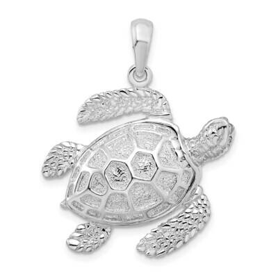 3D Large Sea Turtle Pendant Sterling Silver Polished QC9993, MPN: QC9993, 637218154319