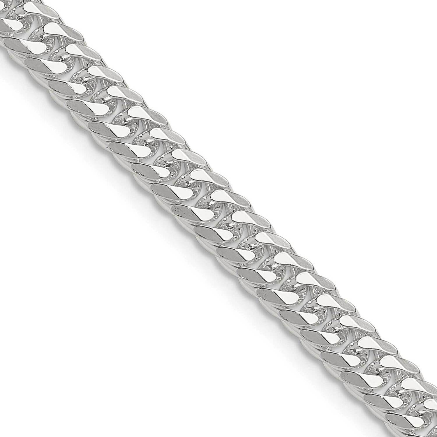5.7mm Double Diamond-Cut Curb Chain 22 Inch Sterling Silver Polished QDD120-22, MPN: QDD120-22,