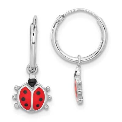 Madi K Enamel Ladybug Hoop Earrings Sterling Silver Rhodium-Plated QE17617, MPN: QE17617,