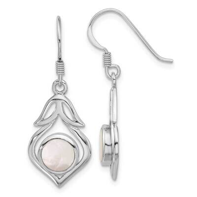 Rh-Plated Polished Fancy Mother Of Pearl Dangle Earrings Sterling Silver QE17429, MPN: QE17429,