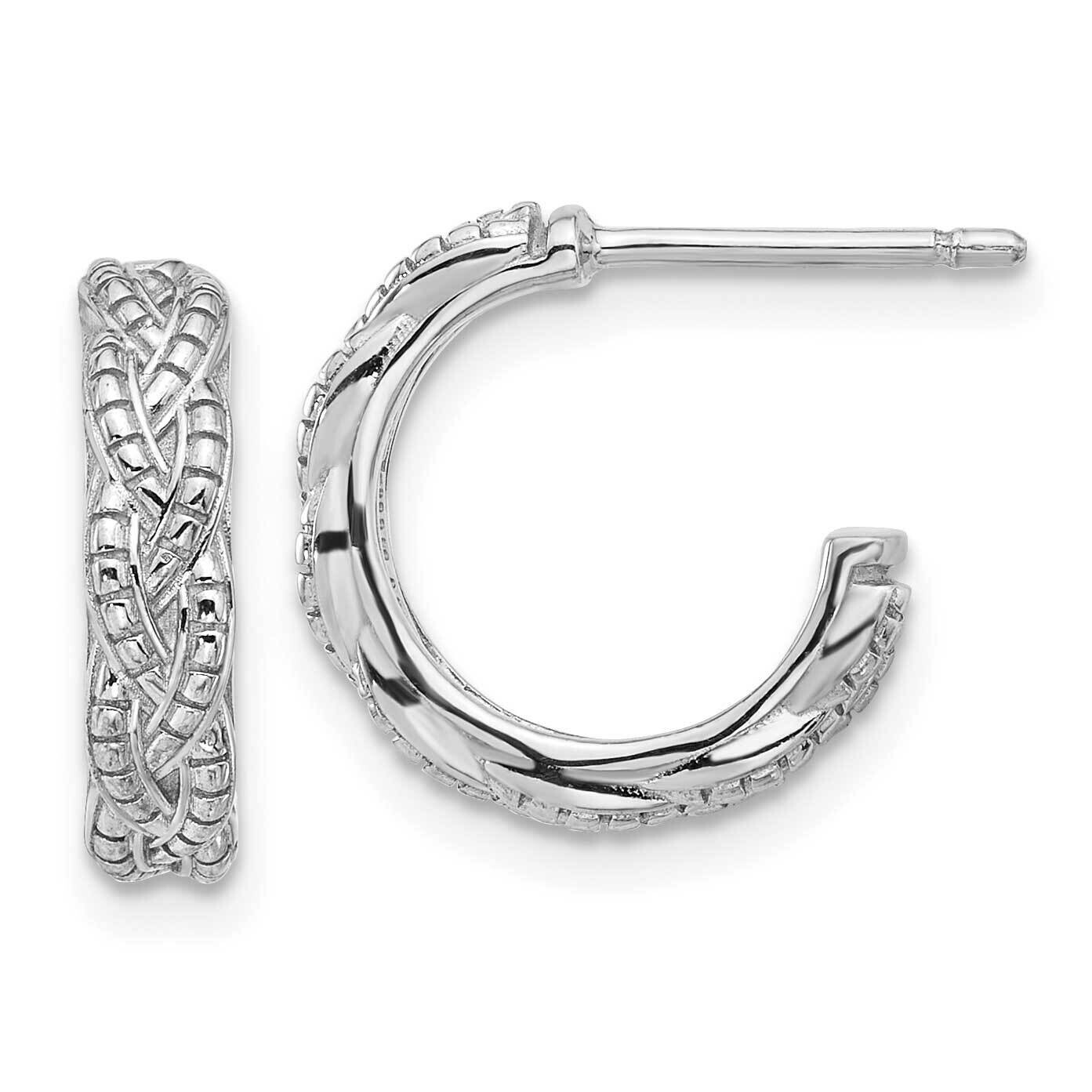 Textured Braided C-Hoop Earrings Sterling Silver Rhodium-Plated QE17003, MPN: QE17003,