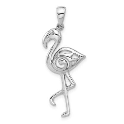 Polished Flamingo Pendant Sterling Silver Rhodium-Plated QC11337, MPN: QC11337,