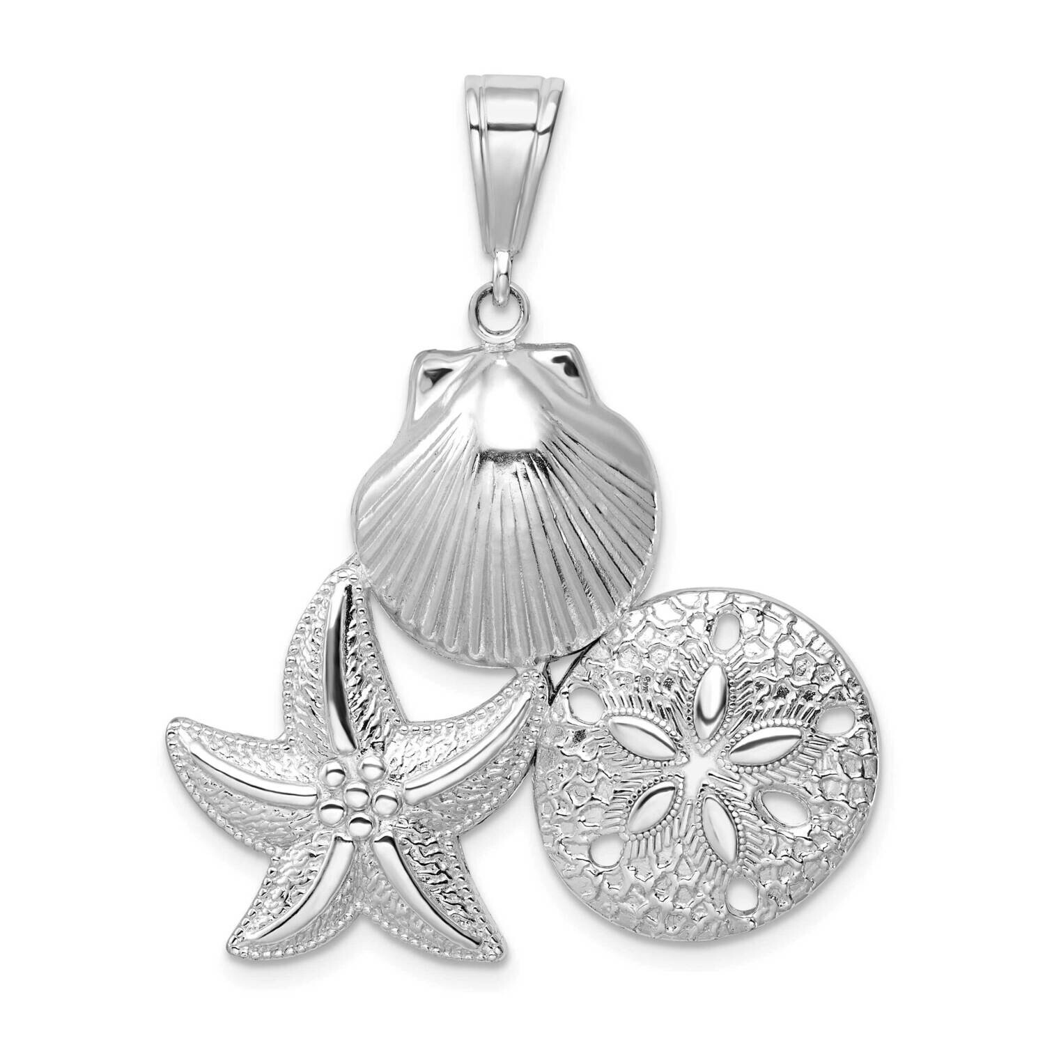 Textured Sea Life Pendant Sterling Silver Polished QC9816, MPN: QC9816, 637218145874