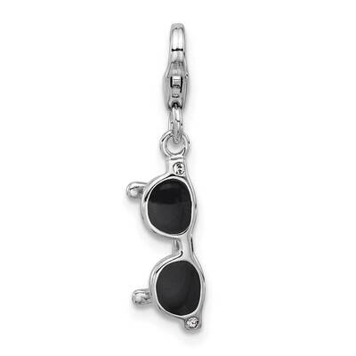Amore La Vita Rhodium-Plated Enameled 3-D Sunglasses Charm Sterling Silver QCC1278, MPN: QCC1278,