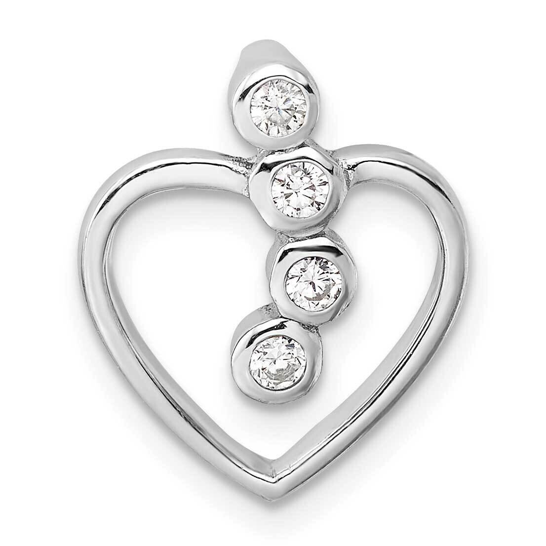 CZ Open Heart Slide Pendant Sterling Silver Rhodium-Plated QC11267, MPN: QC11267,