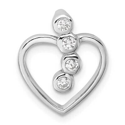 CZ Open Heart Slide Pendant Sterling Silver Rhodium-Plated QC11267, MPN: QC11267,