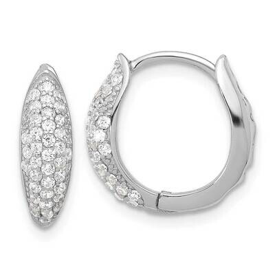 Pavc CZ Hinged Huggie Hoop Earrings Sterling Silver Rhodium-Plated QE17205, MPN: QE17205,