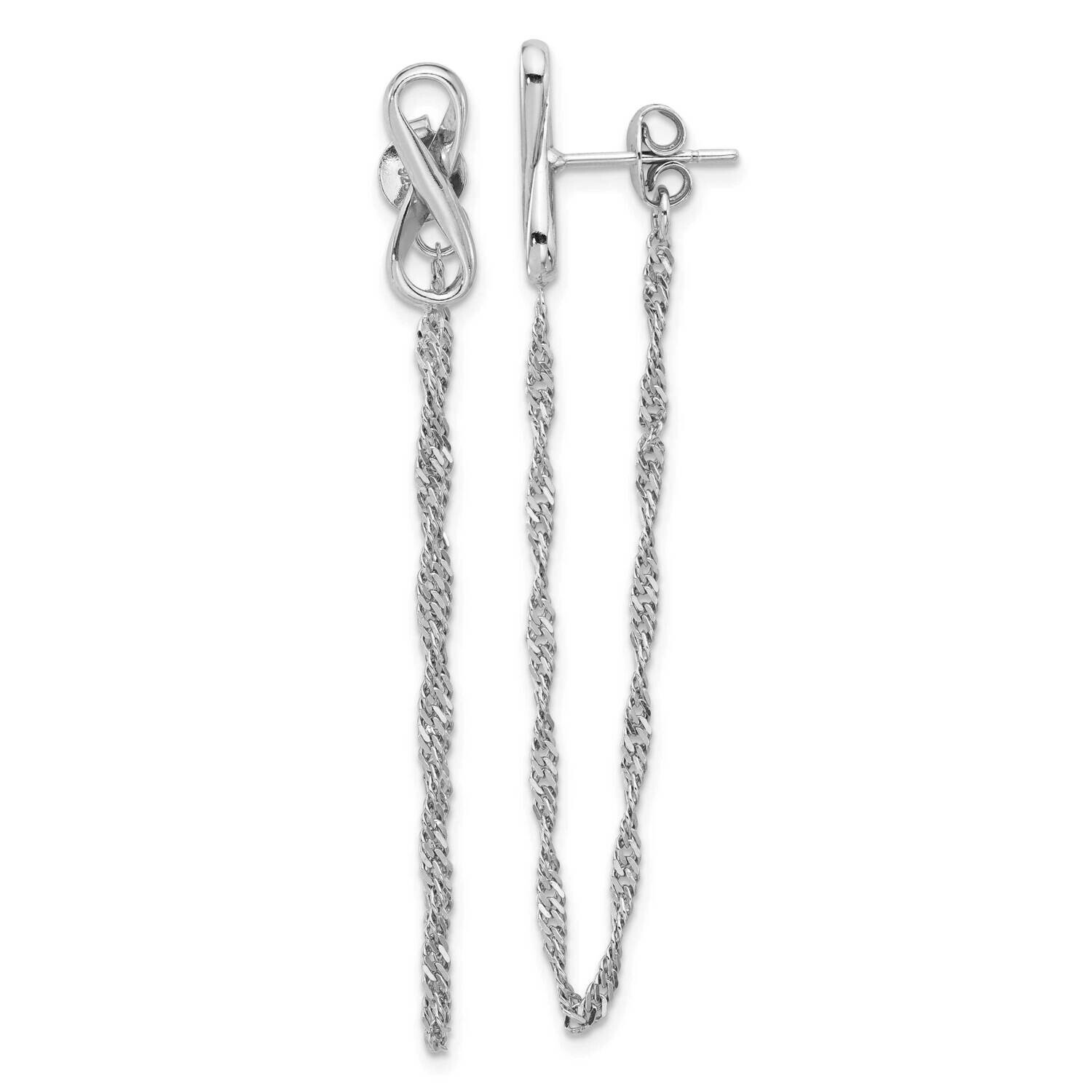 Infinity Twisted Chain Post Earrings 54 Inch Sterling Silver Rhodium-Plated QE17536