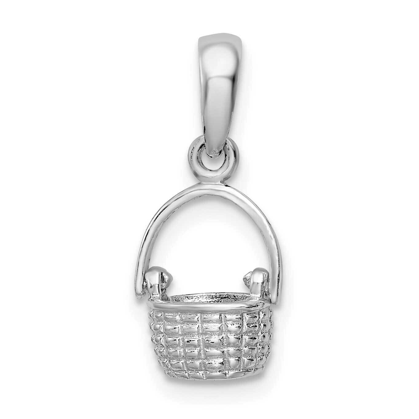 Polish 3D Basket Moving Handle Pendant Sterling Silver QC9885, MPN: QC9885, 637218146574