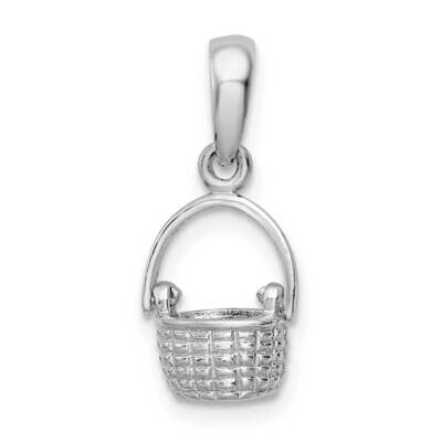 Polish 3D Basket Moving Handle Pendant Sterling Silver QC9885, MPN: QC9885, 637218146574