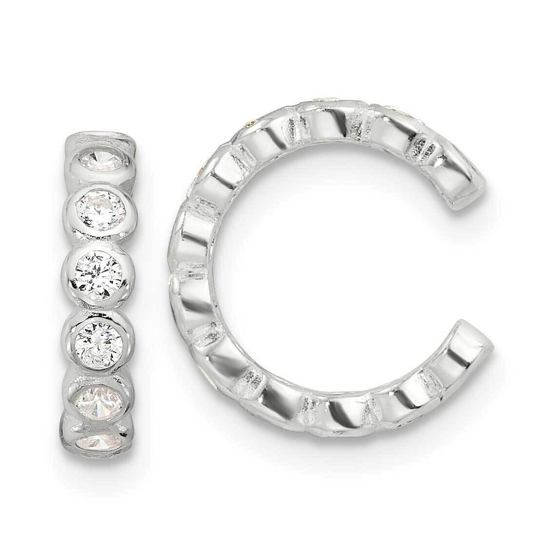 E-Coating Polished CZ Bezel Pair Of 2 Cuff Earrings Sterling Silver QE17087, MPN: QE17087,