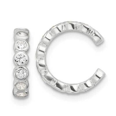 E-Coating Polished CZ Bezel Pair Of 2 Cuff Earrings Sterling Silver QE17087, MPN: QE17087,