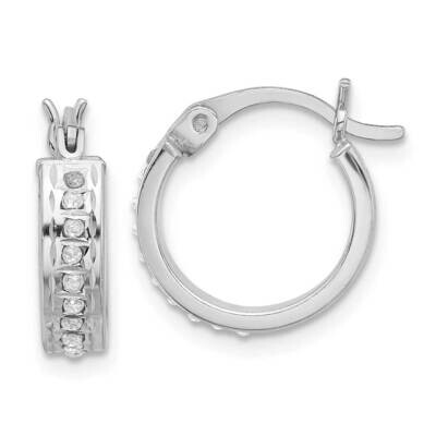 Platinum-Plated Diamond Mystique Hoop Earrings Sterling Silver QDF204, MPN: QDF204,