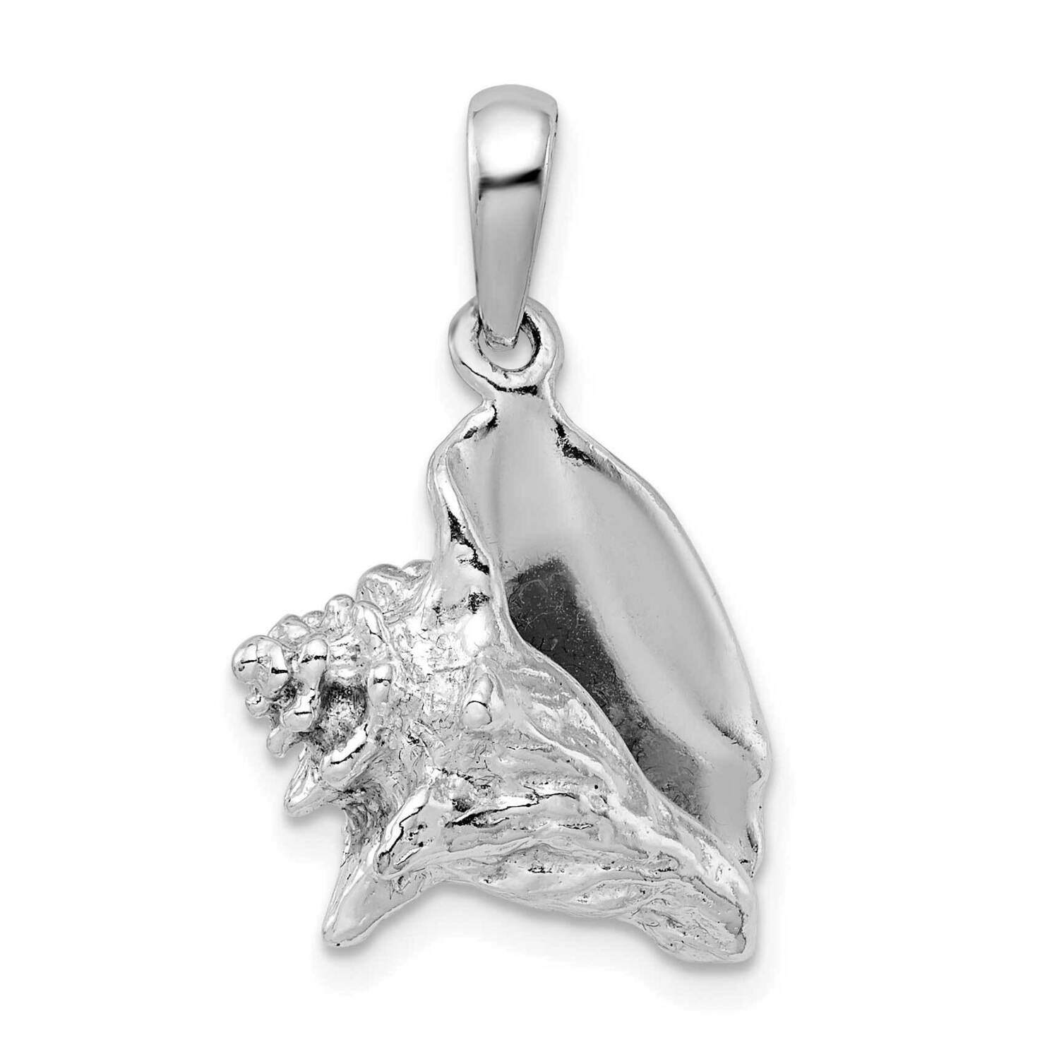 3D Conch Shell Pendant Sterling Silver Polished QC9904, MPN: QC9904, 637218147236