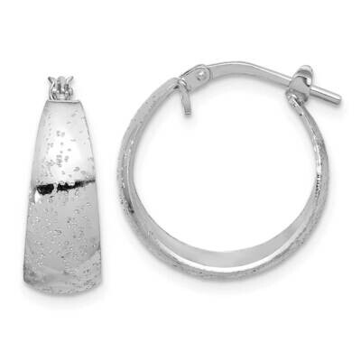 Rh-Plated Sparkle Texture Tapered Round Hoop Earrings Sterling Silver QE16906, MPN: QE16906,