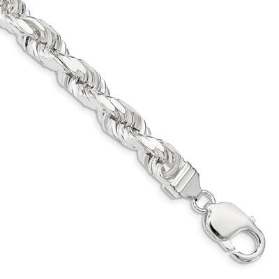 8mm Diamond-Cut Rope Chain 10 Inch Sterling Silver QDC170-10, MPN: QDC170-10,