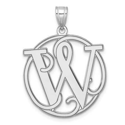Large Fancy Script Letter W Initial Pendant Sterling Silver Rhodium-Plated QC11258W, MPN: QC11258W,