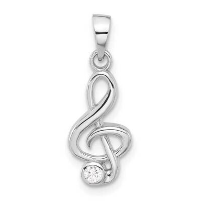 CZ Treble Clef Pendant Sterling Silver Rhodium-Plated QC11383 by Men&#39;s Jewelry and Accessories, MPN…