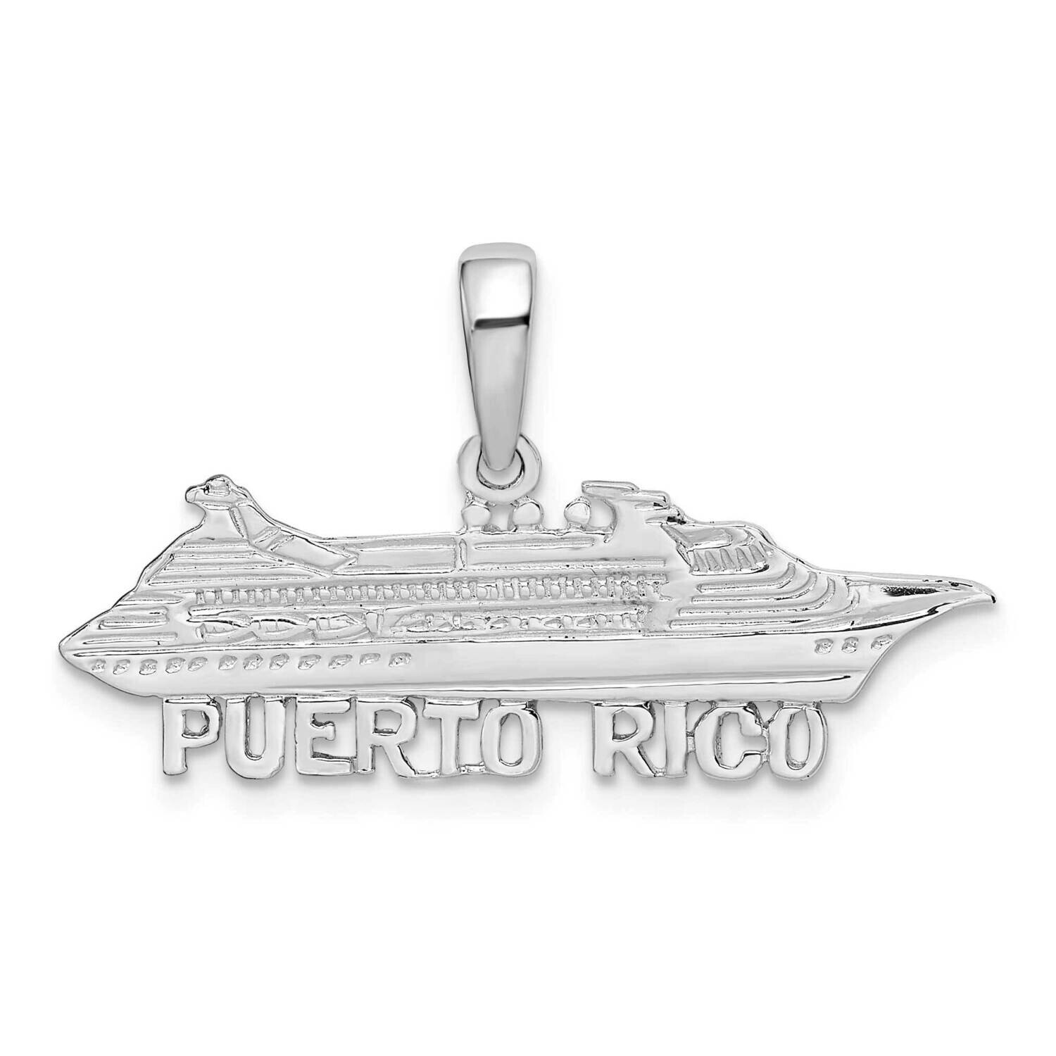 Puerto Rico Cruise Ship Pendant Sterling Silver Polished QC9937