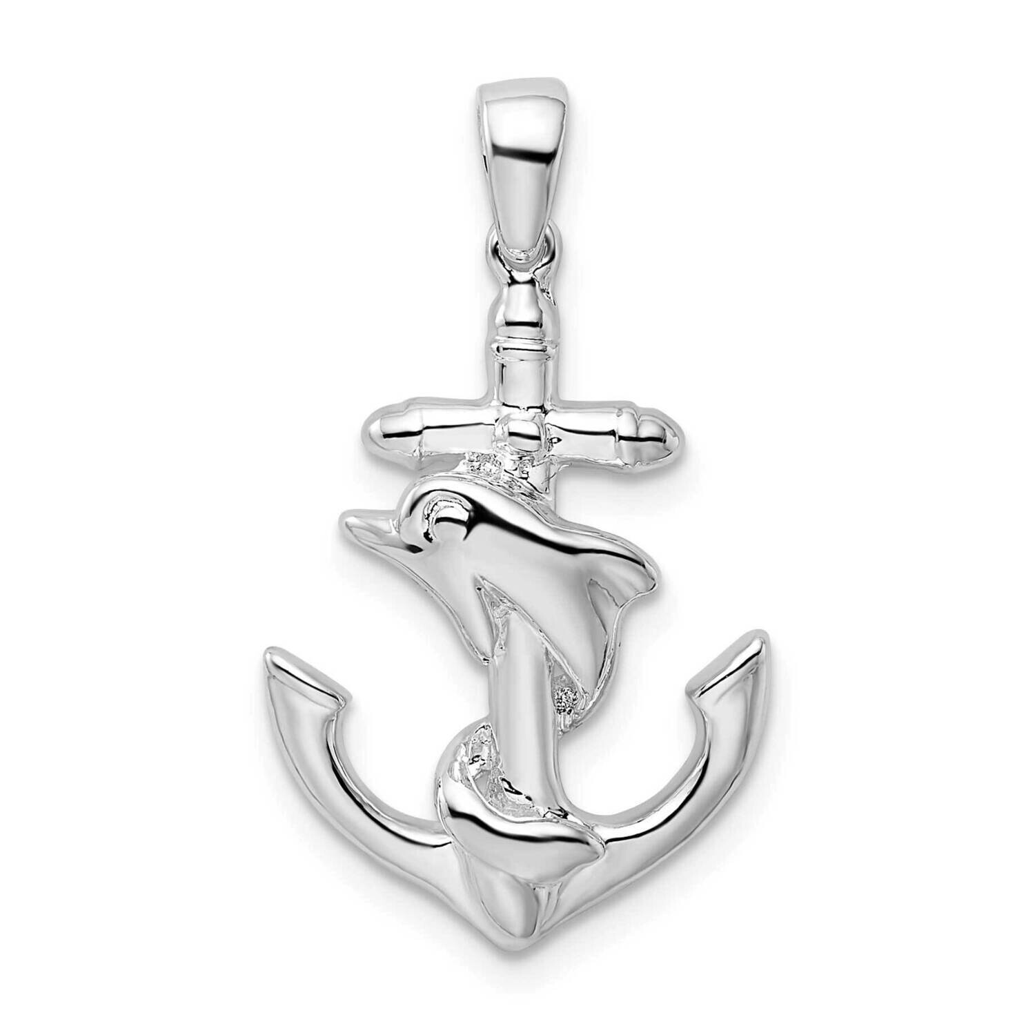 Dolphin Anchor Pendant Sterling Silver Polished QC9991, MPN: QC9991, 637218153992