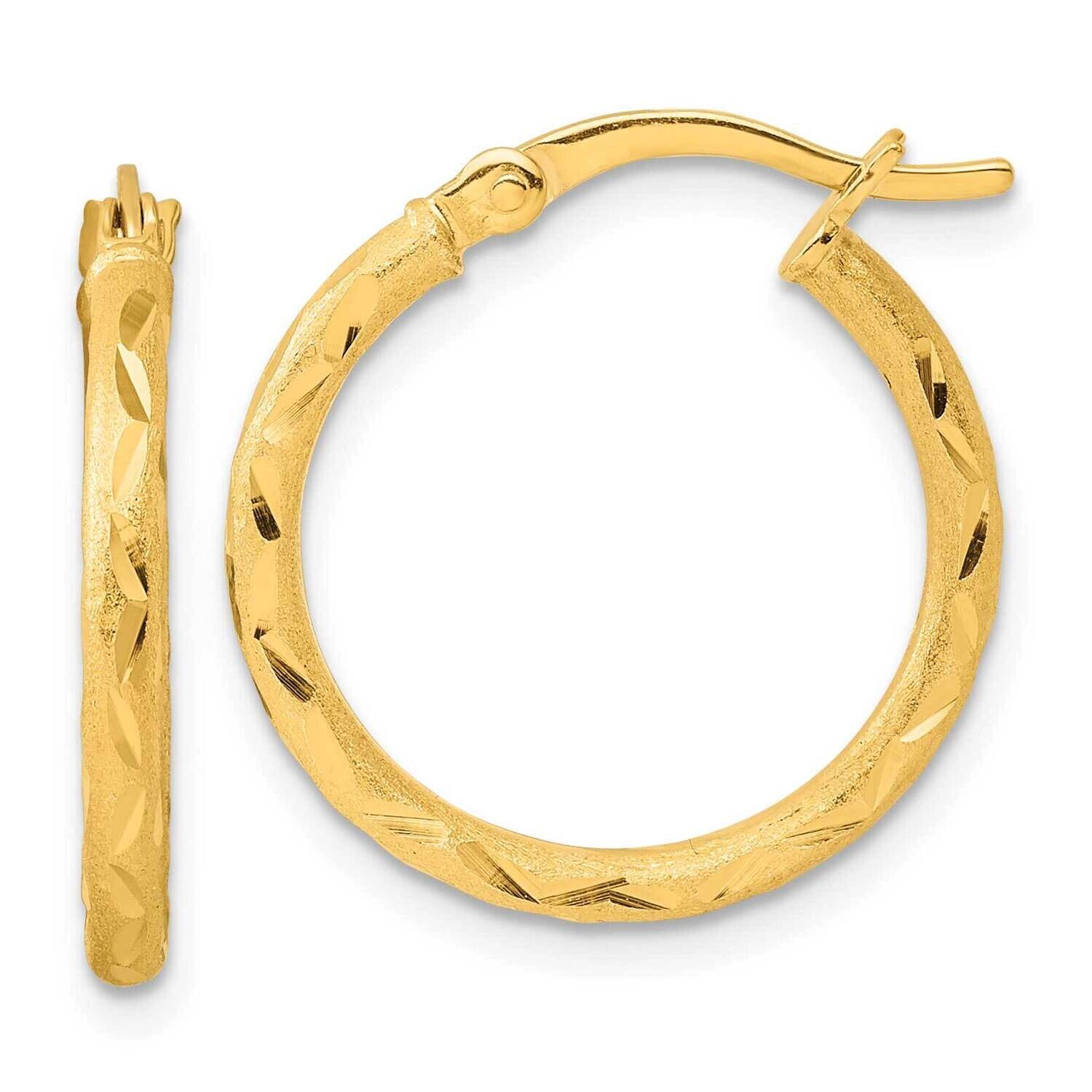Gold-Tone Satin Diamond-Cut 2X20mm Hoop Earrings Sterling Silver QE11494GP, MPN: QE11494GP,