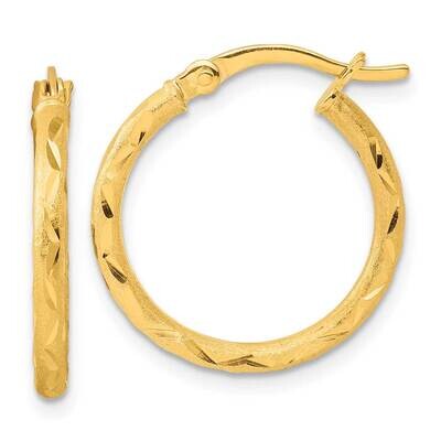 Gold-Tone Satin Diamond-Cut 2X20mm Hoop Earrings Sterling Silver QE11494GP, MPN: QE11494GP,