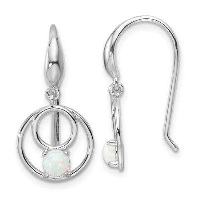 Rhod-Plated Polished Created Opal Circles Dangle Earrings Sterling Silver QE17448, MPN: QE17448,