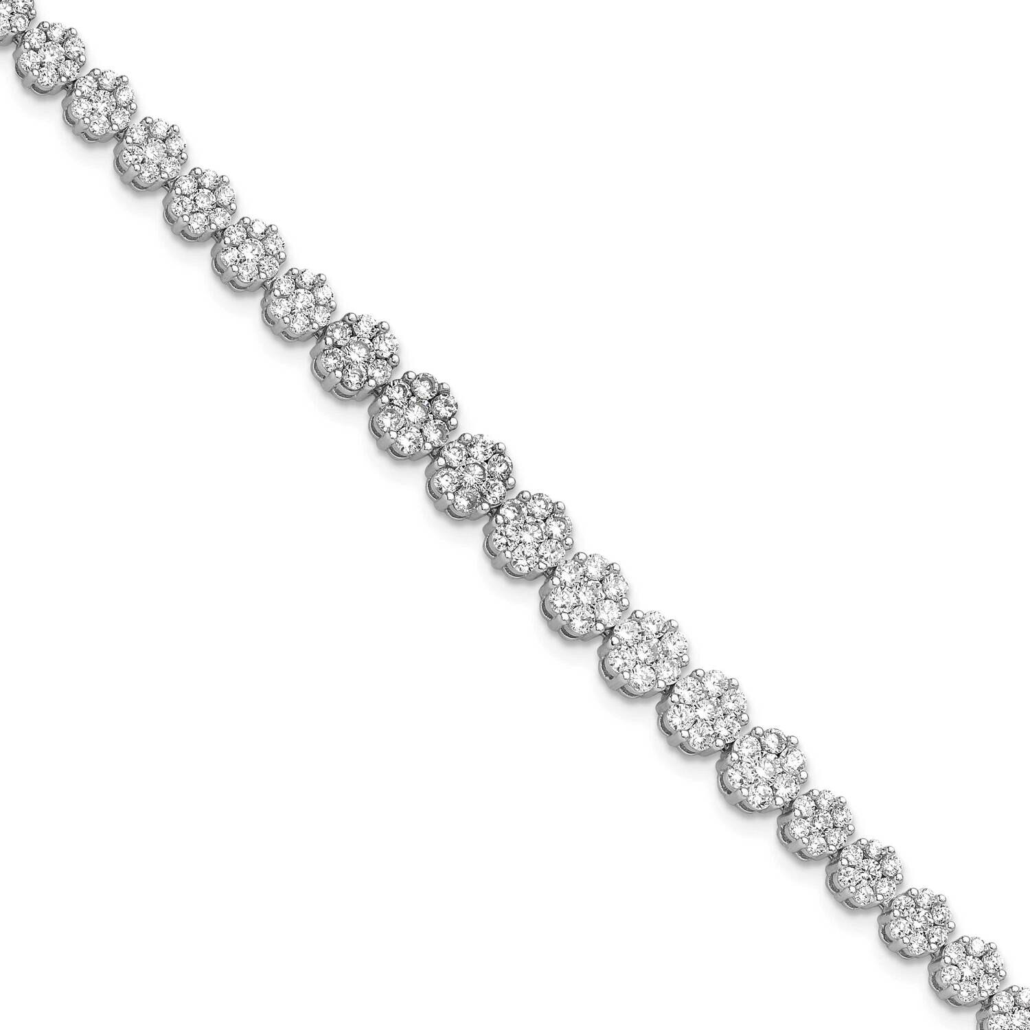 Cheryl M Fancy Graduated Brilliant-Cut CZ Cluster 7 Inch Bracelet 1 Inch Extender Sterling Silver R…