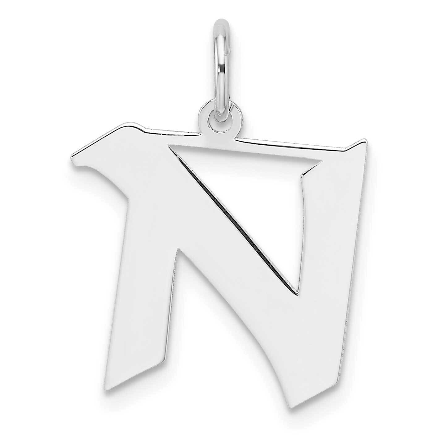 Small Artisan Block Letter N Initial Charm Sterling Silver Rhodium-Plated QC11256N, MPN: QC11256N,