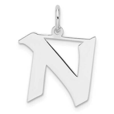 Small Artisan Block Letter N Initial Charm Sterling Silver Rhodium-Plated QC11256N, MPN: QC11256N,