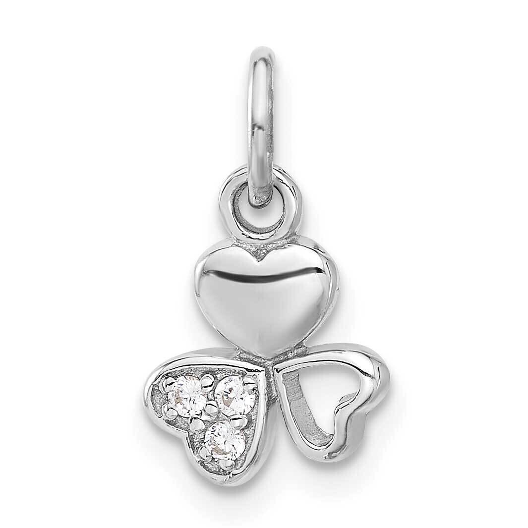 CZ 3 Heart Charm Pendant Sterling Silver Rhodium-Plated QC11348, MPN: QC11348,