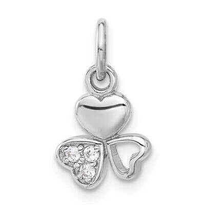 CZ 3 Heart Charm Pendant Sterling Silver Rhodium-Plated QC11348, MPN: QC11348,
