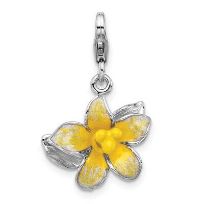 Amore La Vita Rh-Plated 3-D Enameled Yellow Flower Charm Sterling Silver QCC1292, MPN: QCC1292,
