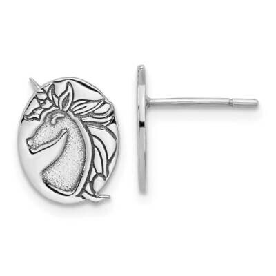 Unicorn Post Earrings Sterling Silver Rhodium-Plated QE17591, MPN: QE17591,