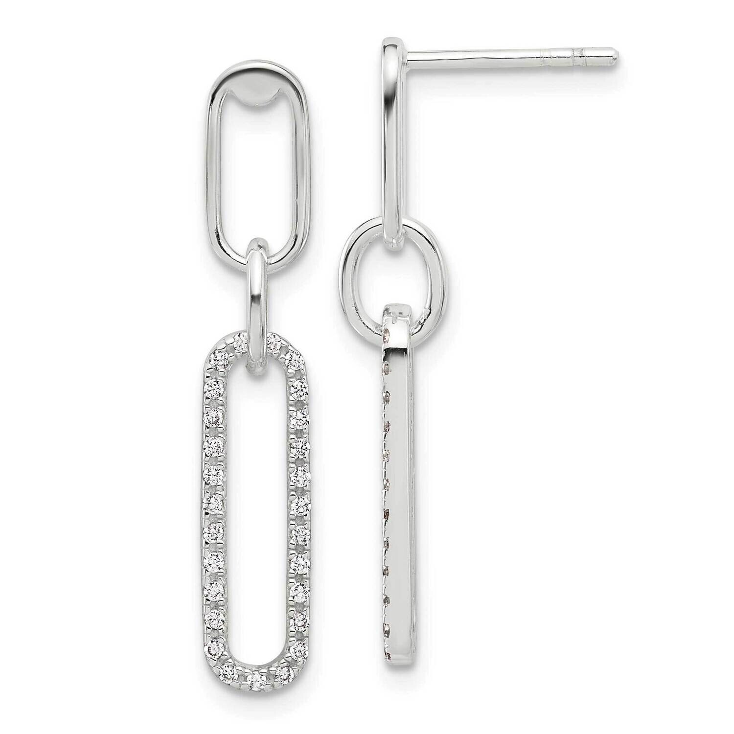 E-Coated CZ Post Dangle Earrings Sterling Silver QE17050, MPN: QE17050,