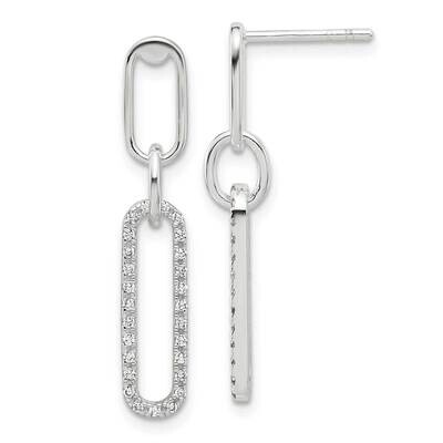 E-Coated CZ Post Dangle Earrings Sterling Silver QE17050, MPN: QE17050,