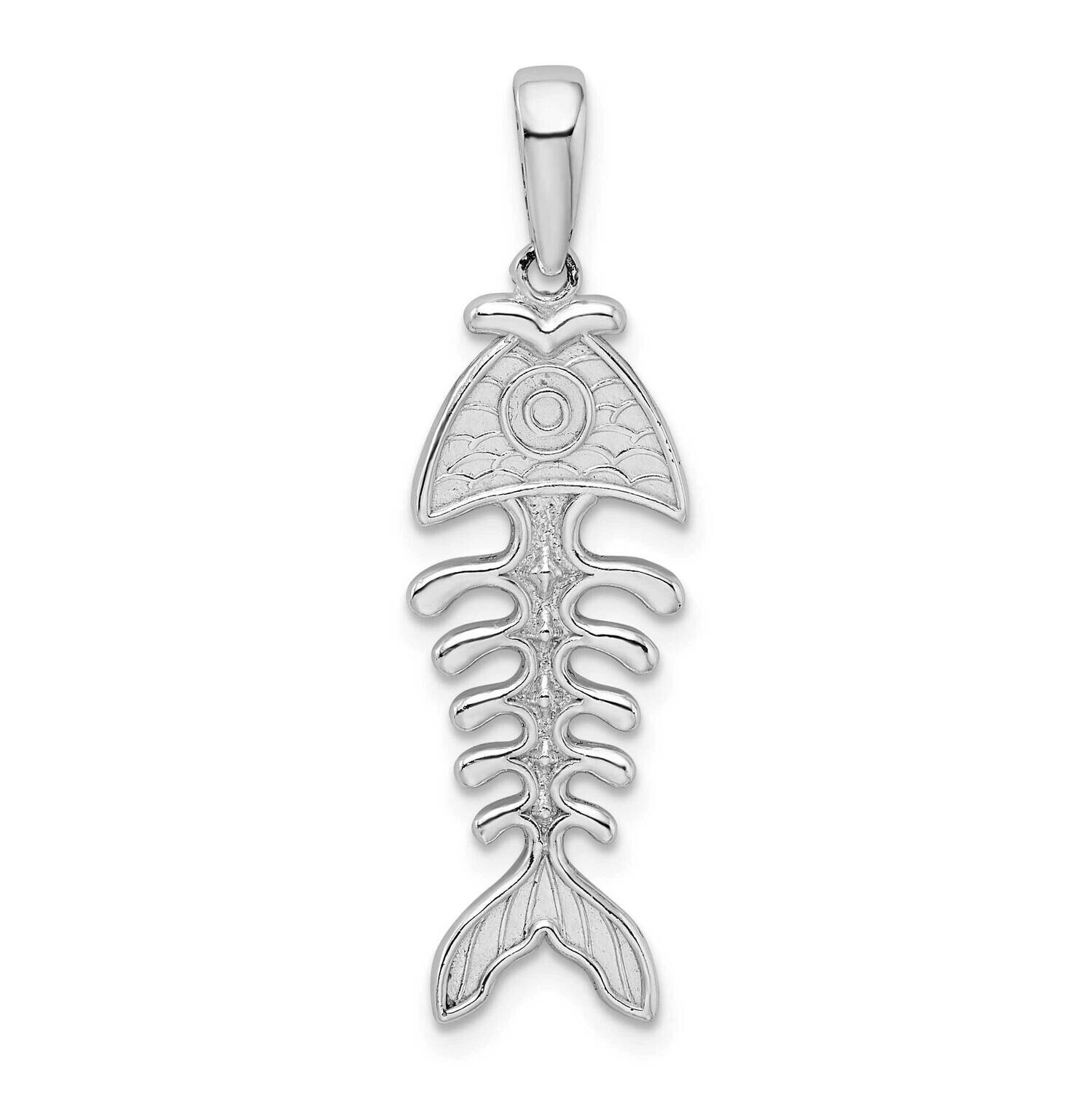 Textured 3D Fishbone Pendant Sterling Silver Polished QC9912, MPN: QC9912, 637218147632