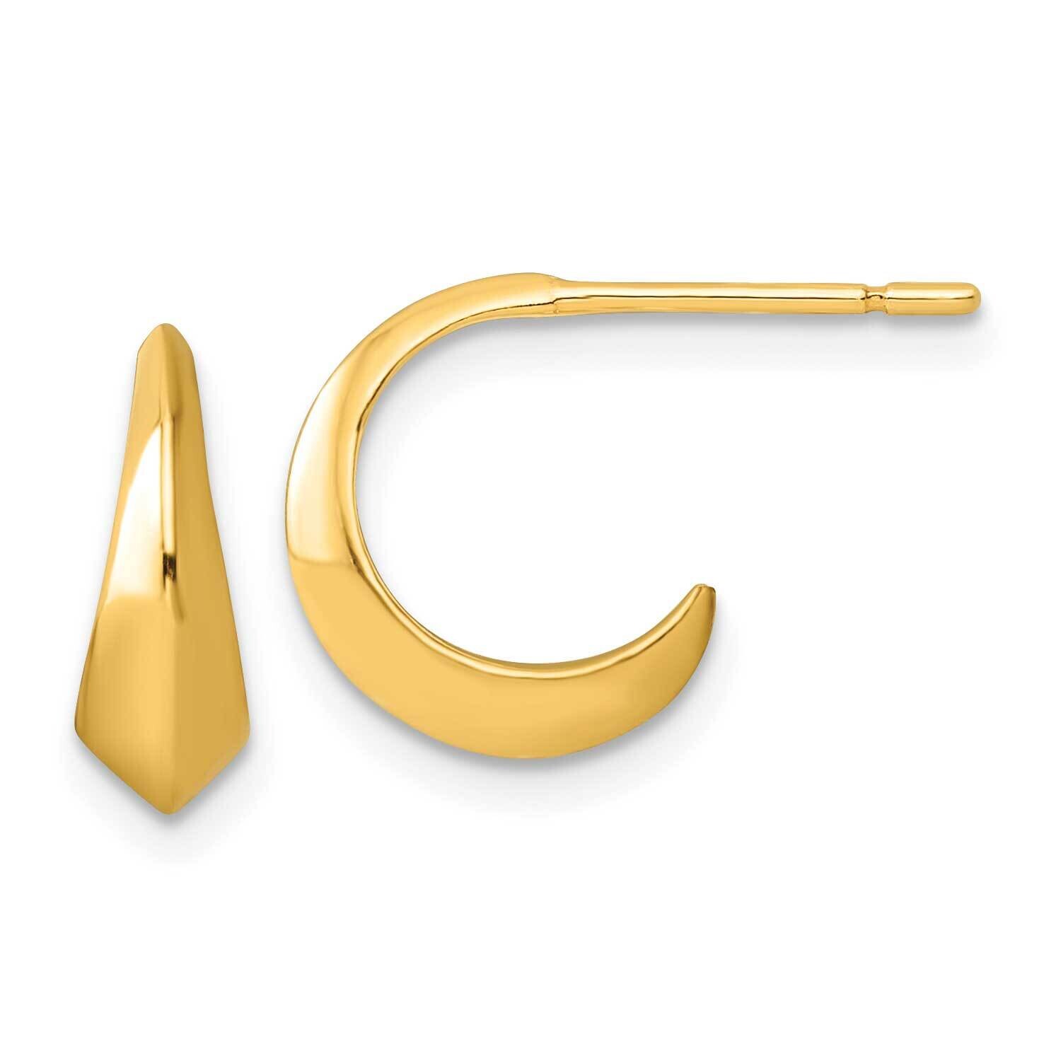 Gold-Tone Polished C-Hoop Post Earrings Sterling Silver QE16980GP, MPN: QE16980GP,