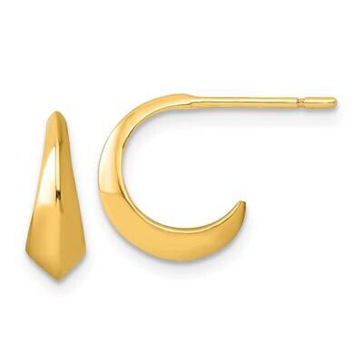 Gold-Tone Polished C-Hoop Post Earrings Sterling Silver QE16980GP, MPN: QE16980GP,