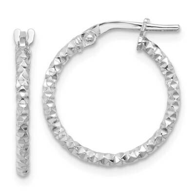 Polished Textured 1.60mm Hoop Earrings Sterling Silver Rhodium-Plated QE16776, MPN: QE16776,