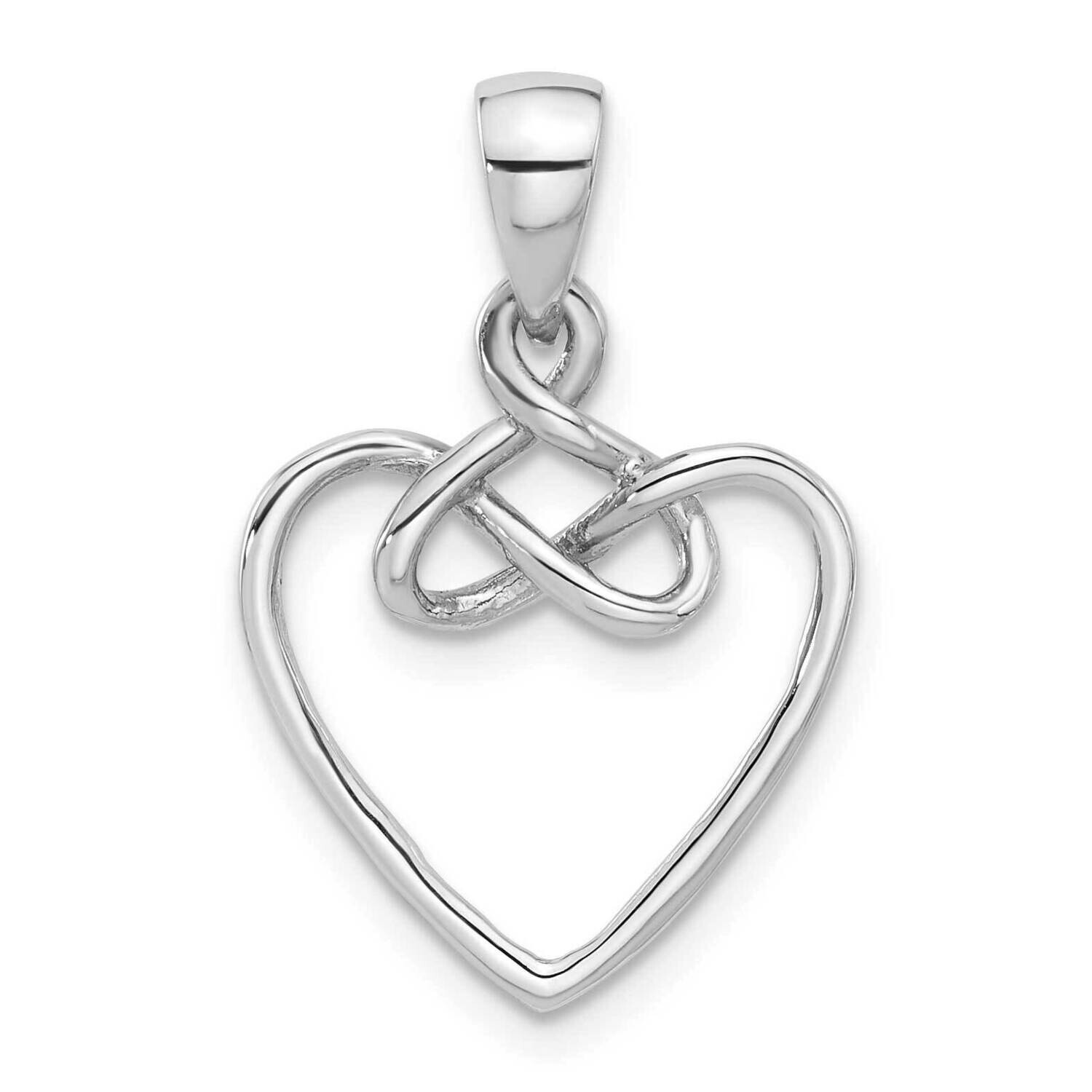 Polished Fancy Open Heart Pendant Sterling Silver Rhodium-Plated QC11353