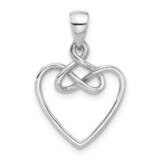 Polished Fancy Open Heart Pendant Sterling Silver Rhodium-Plated QC11353, MPN: QC11353,