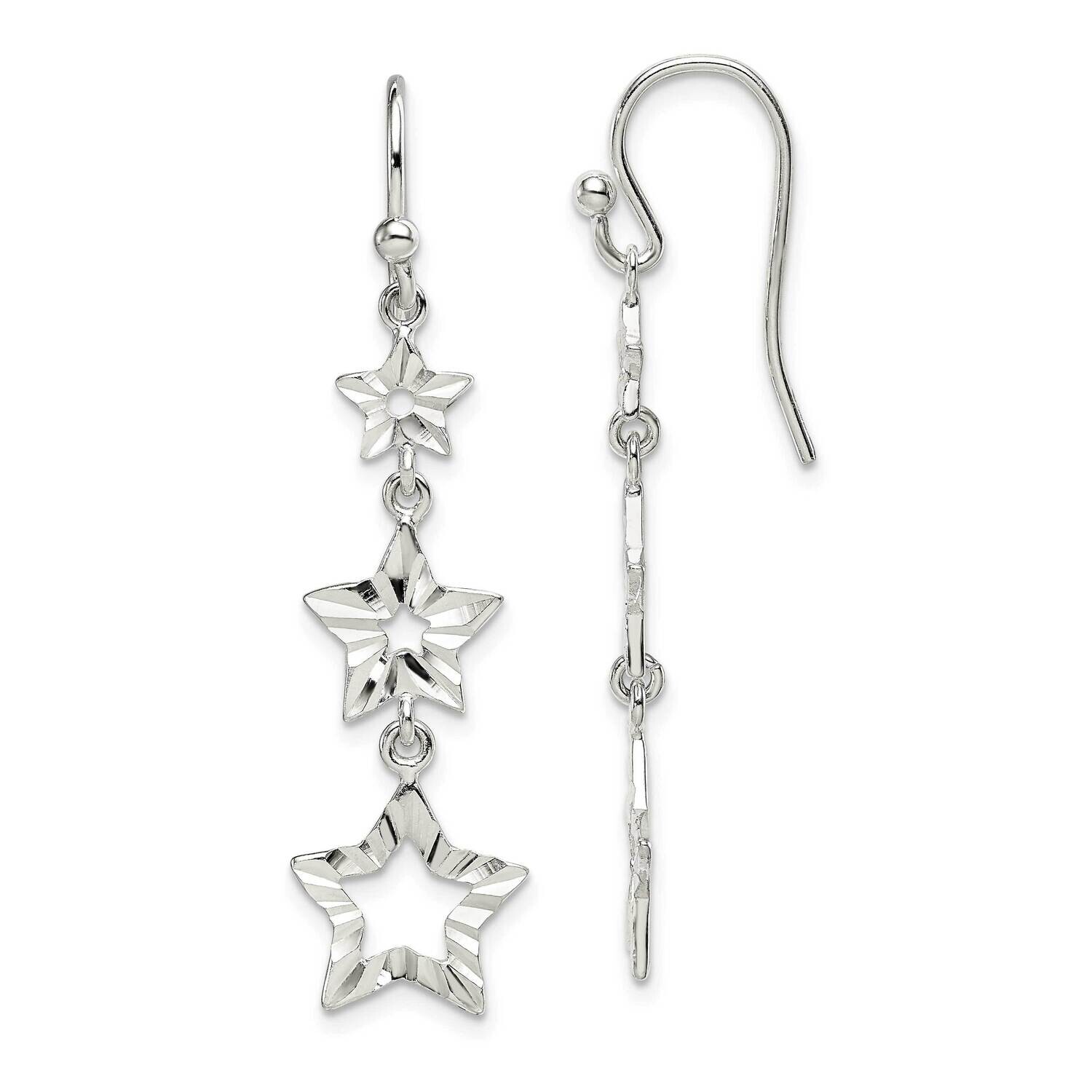3 Star Dangle Earrings Sterling Silver QE14497, MPN: QE14497, 191101921551