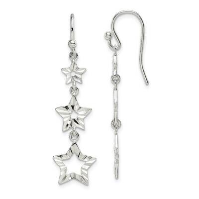 3 Star Dangle Earrings Sterling Silver QE14497, MPN: QE14497, 191101921551